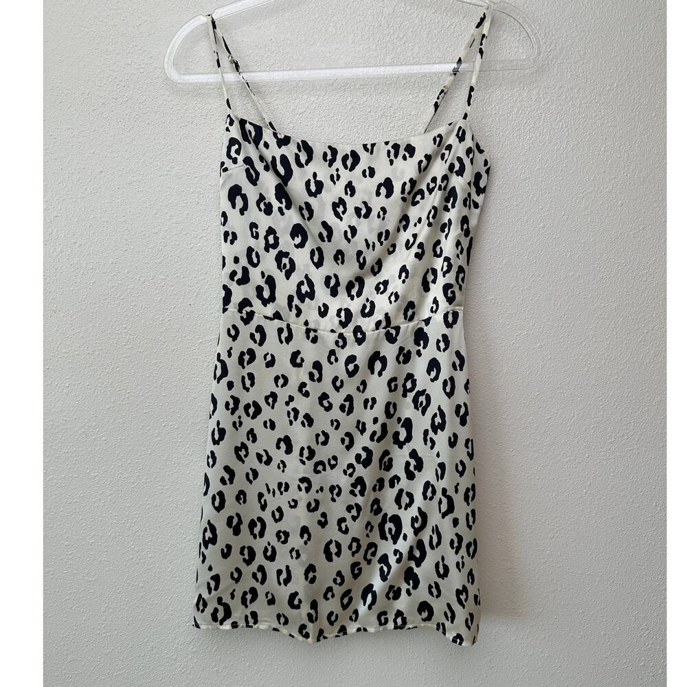 Reformation Silk Cheetah Print Slip Mini Dress Cream/Black Women’s 4